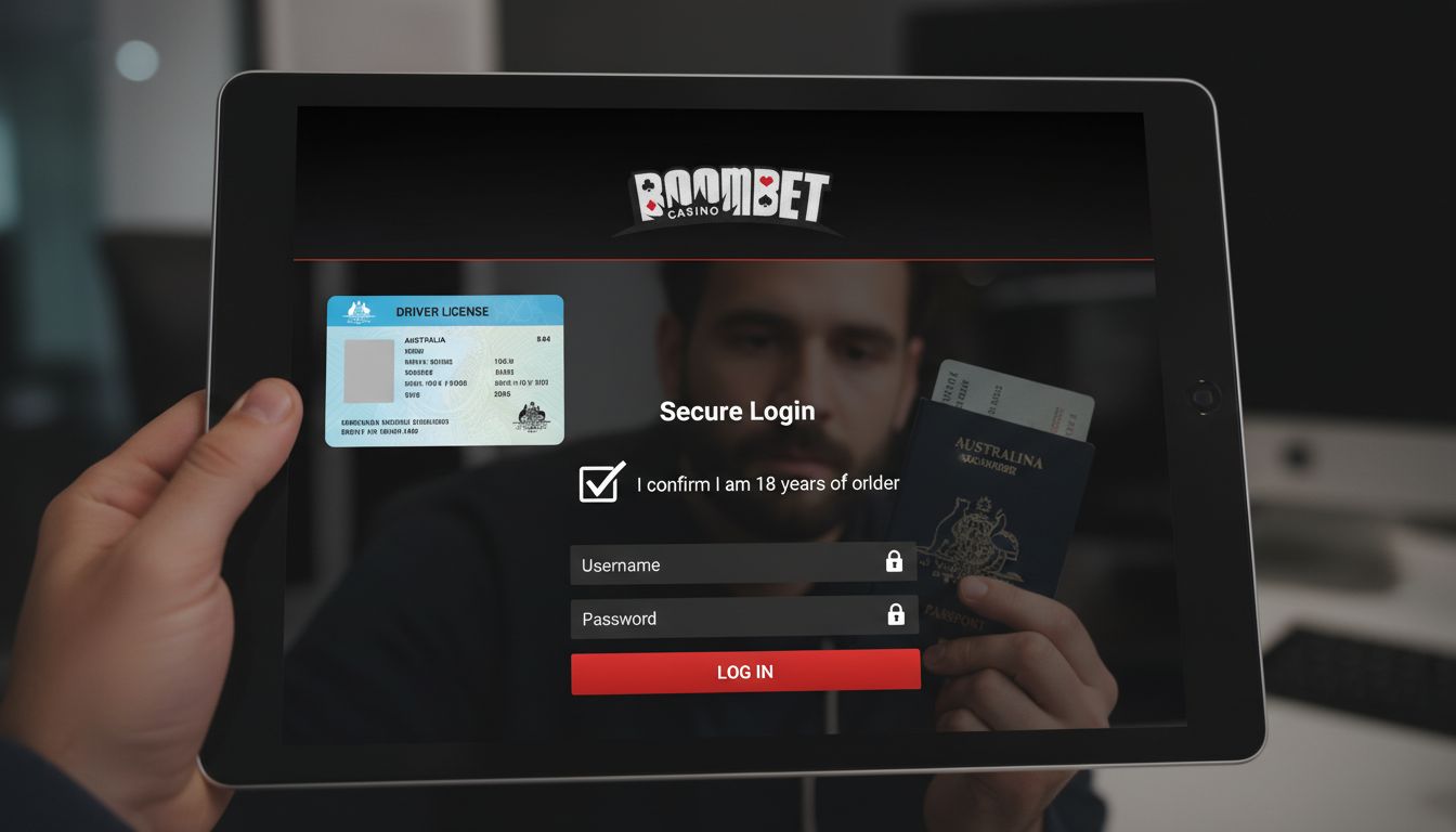 A person with Australian ID and age verification at login screen 
